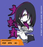 Plantilla diseño de camisetas vectoriales de anime Naruto Orochimaru