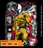 Plantilla diseño de camisetas vectoriales Saitama