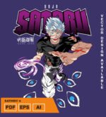 Plantilla diseño de camisetas vectoriales de anime Jujutsu Satoru 2