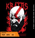 Plantilla diseño de camisetas vectoriales kratos
