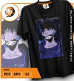 Plantilla diseño de camisetas vectoriales de anime solo sung - Imagen 2