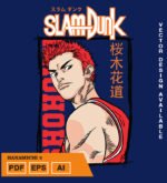 Plantilla diseño de camisetas vectoriales de anime slam sakuragi 2