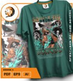 Plantilla diseño de camisetas vectoriales de anime Una Pieza Brook 2 - Imagen 2