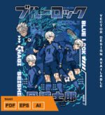 Plantilla diseño de camisetas vectoriales de anime Blue Nagi