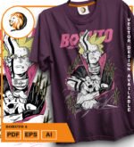 Plantilla diseño de camisetas vectoriales de anime Naruto Boruto 2 - Imagen 2