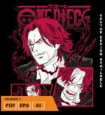 Plantilla diseño de camisetas vectoriales de anime Una Pieza Shank 2