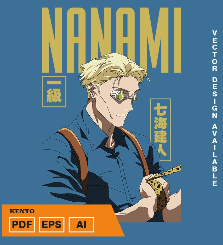 TYTRYRTY Plantilla diseño de camisetas vectoriales de anime Jujutsu Kento - Imagen 1