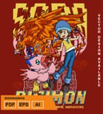 Plantilla diseño de camisetas vectoriales de anime Digi birdramon