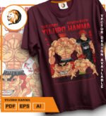 Plantilla diseño de camisetas vectoriales de anime Baki Yujiro - Imagen 2