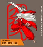 Plantilla diseño de camisetas vectoriales de anime Inuyasha 3