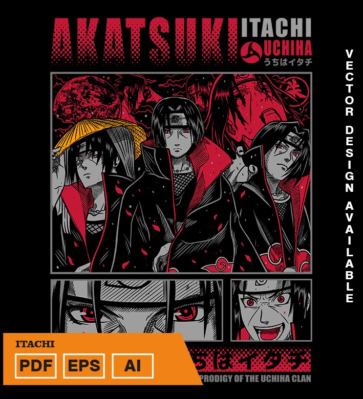 TYYERY Plantilla diseño de camisetas vectoriales de anime Naruto itachi - Imagen 1