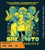 Plantilla diseño de camisetas vectoriales de anime Sakamoto 4