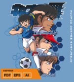 Plantilla diseño de camisetas vectoriales de anime supercampeones
