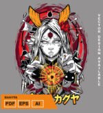 Plantilla diseño de camisetas vectoriales de anime Naruto kaguya