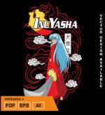 Plantilla diseño de camisetas vectoriales de anime Inuyasha 2