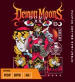 Plantilla diseño de camisetas vectoriales de anime Demon Doma