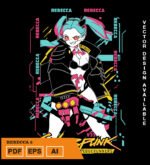 Plantilla diseño de camisetas vectoriales de anime Cyber Rebecca 2