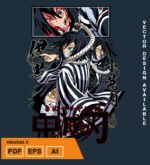 Plantilla diseño de camisetas vectoriales de anime Demon Obanai 3