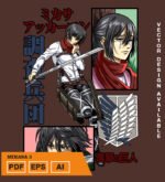 Plantilla diseño de camisetas vectoriales de anime Ataque Mikaza 3