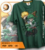 Plantilla diseño de camisetas vectoriales de anime My Heroe 5 - Imagen 2