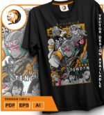 Plantilla diseño de camisetas vectoriales de anime Demon Uzui 2 - Imagen 2