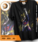 Plantilla diseño de camisetas vectoriales de anime My Heroe Might 3 - Imagen 2