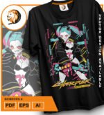 Plantilla diseño de camisetas vectoriales de anime Cyber Rebecca 2 - Imagen 2