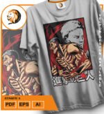 Plantilla diseño de camisetas vectoriales de anime Ataque 2 - Imagen 2