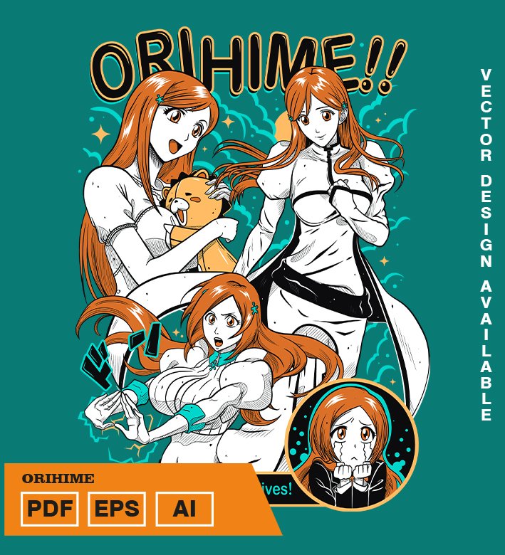 UKLUYOY Plantilla diseño de camisetas vectoriales de anime Bleach Orihime - Imagen 1