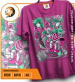 Plantilla diseño de camisetas vectoriales de anime Caballeros andromeda - Imagen 2