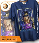 Plantilla diseño de camisetas vectoriales de anime Jojos - Imagen 2