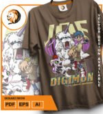 Plantilla diseño de camisetas vectoriales de anime Digi ikkakumon - Imagen 2