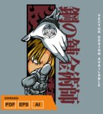 Plantilla diseño de camisetas vectoriales de anime Full edwar