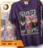 Plantilla diseño de camisetas vectoriales de anime Demon - Imagen 2