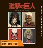 Plantilla diseño de camisetas vectoriales de anime Ataque 6