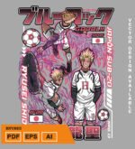 Plantilla diseño de camisetas vectoriales de anime Blue Ryusei