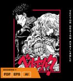Plantilla diseño de camisetas vectoriales de anime Berserk 5