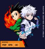 Plantilla diseño de camisetas vectoriales de anime Hunter