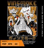 Plantilla diseño de camisetas vectoriales de anime Una Pieza Sanji 3