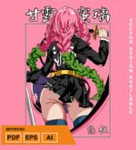 Plantilla diseño de camisetas vectoriales de anime Demon Mitsuri