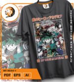 Plantilla diseño de camisetas vectoriales de anime My Heroe 6 - Imagen 2