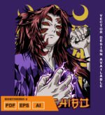 Plantilla diseño de camisetas vectoriales de anime Demon kokushibo 2