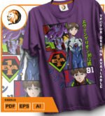 Plantilla diseño de camisetas vectoriales de anime Eva shinjhi - Imagen 2