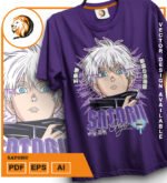 Plantilla diseño de camisetas vectoriales de anime Jujutsu Satoru - Imagen 2