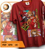 Plantilla diseño de camisetas vectoriales de anime Eva Asuka - Imagen 2