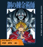 Plantilla diseño de camisetas vectoriales de anime Full 3