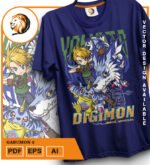 Plantilla diseño de camisetas vectoriales de anime Digi Garurumon - Imagen 2