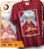 Plantilla diseño de camisetas vectoriales de anime Inuyasha 4 - Imagen 2