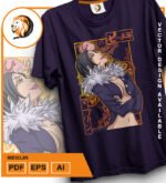 Plantilla diseño de camisetas vectoriales de anime 7 Pecados Merlin - Imagen 2