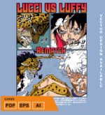 Plantilla diseño de camisetas vectoriales de anime Una Pieza lucci